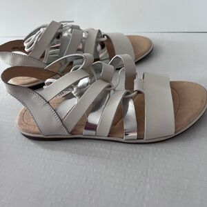 Clark’s Women's White and Silver Gladiator Leather Sandals